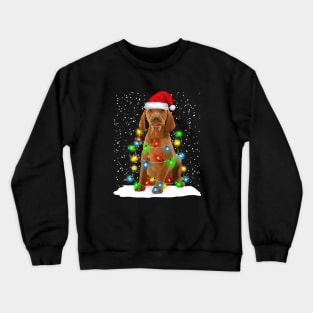 Vizsla Christmas Santa Hat Xmas Tree Color Lights Crewneck Sweatshirt